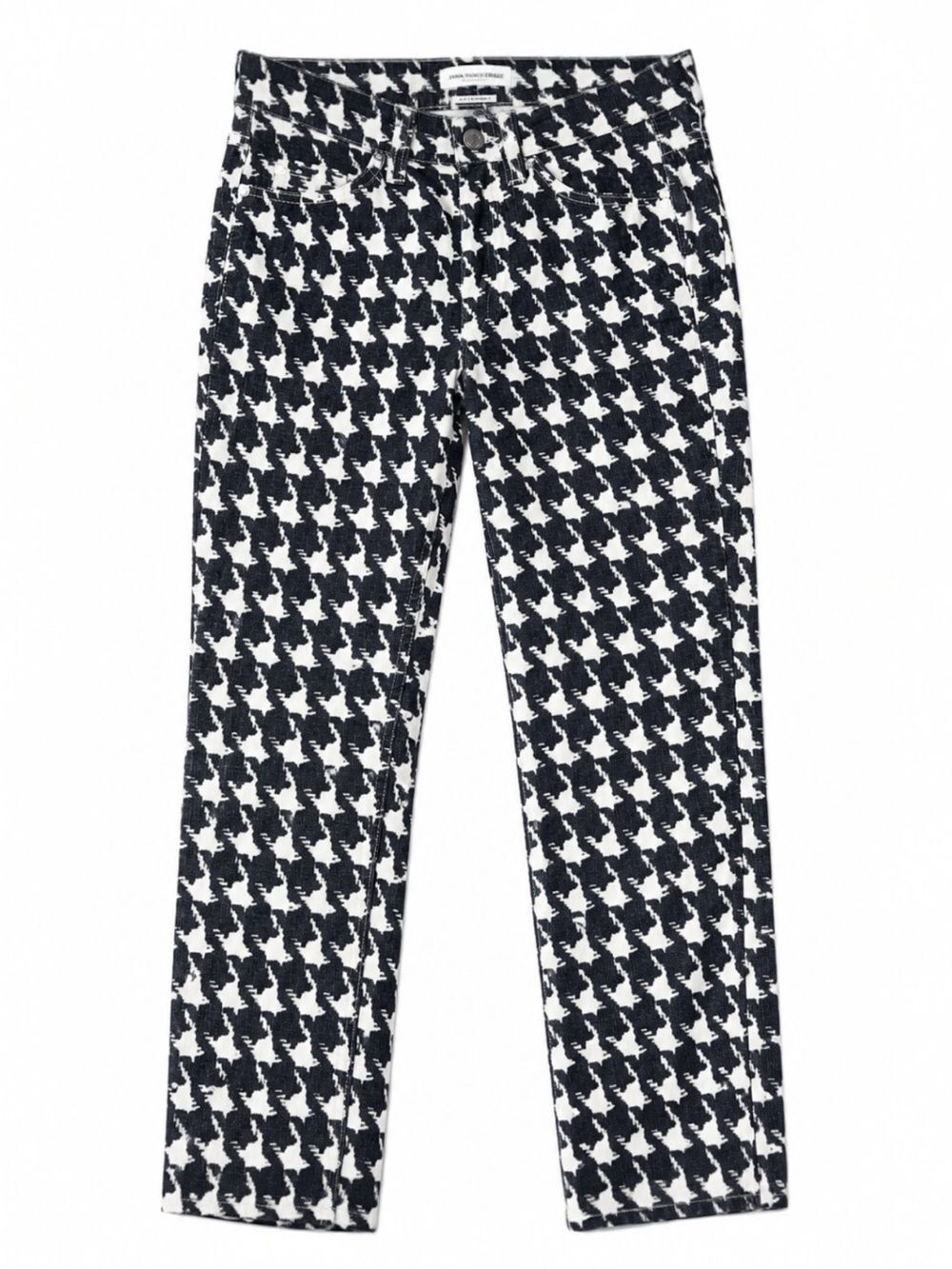 ISABEL MARANT Houndstooth Corduroy Pants‎ Women 34 Black White Straight Leg